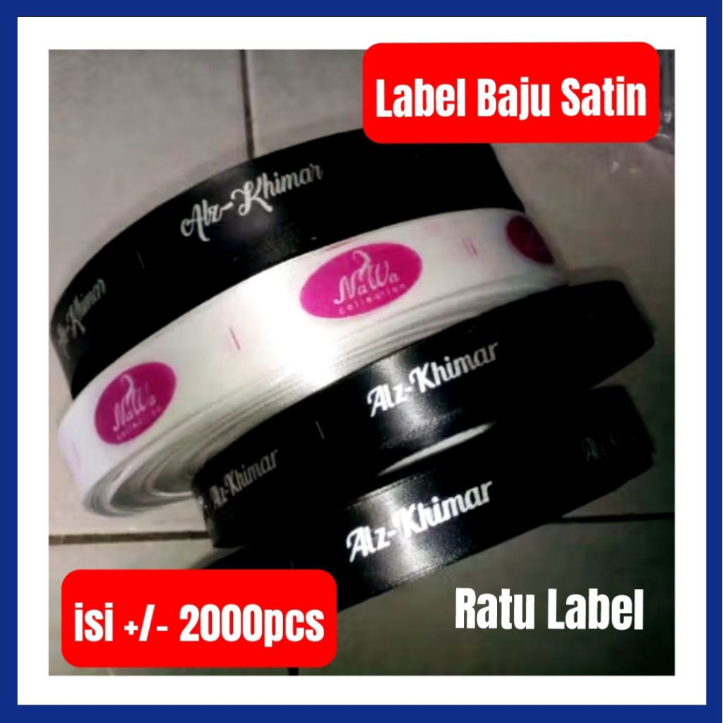 

Merek Label Baju Satin Custom murah pita satin HITAM 2cm 140rb