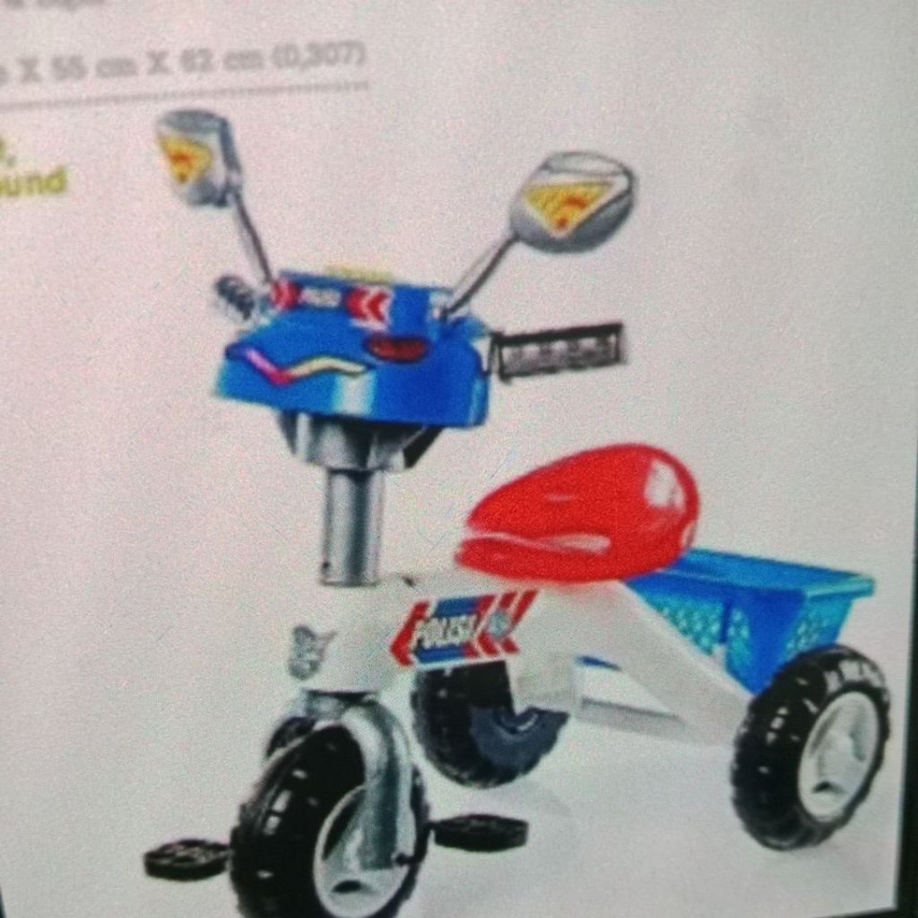 promo mainan sepeda polisi sepeda roda tiga lengkap kranjang serba  guna