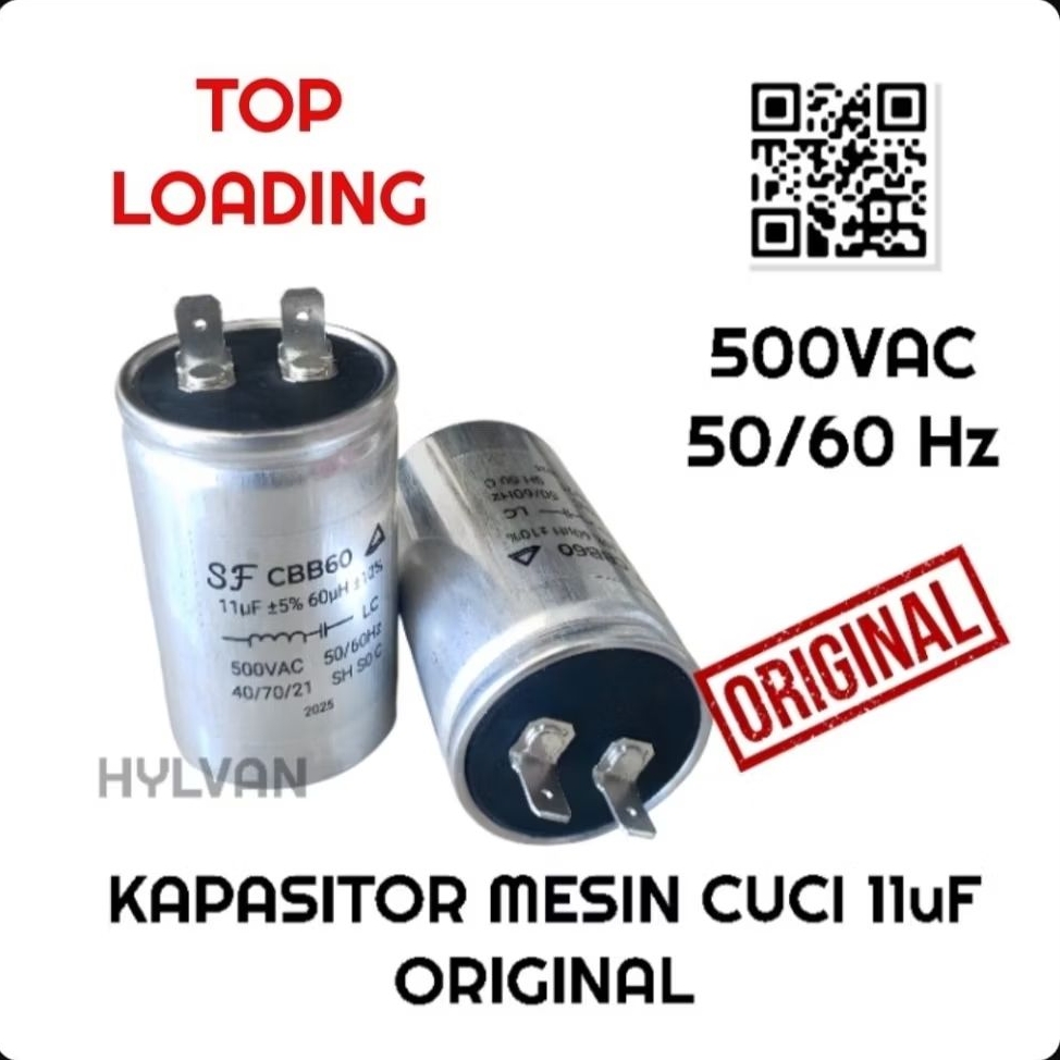 KAPASITOR MESIN 11 uF CUCI 1 TABUNG TOP LOADING ORIGINAL