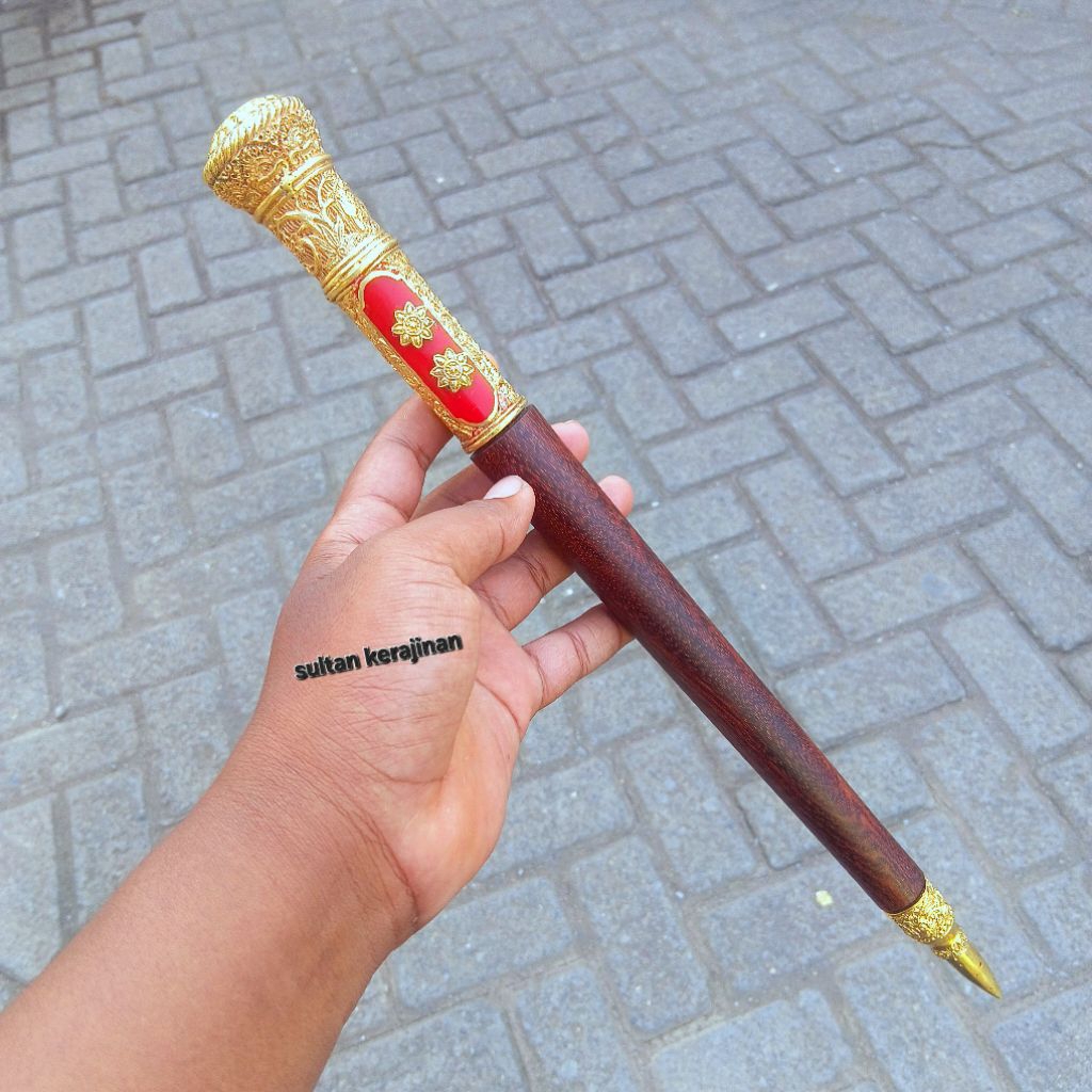 Tongkat komando TNI-AL angkatan laut kayu galih asem serat natural panjang ±35 cm bisa COD
