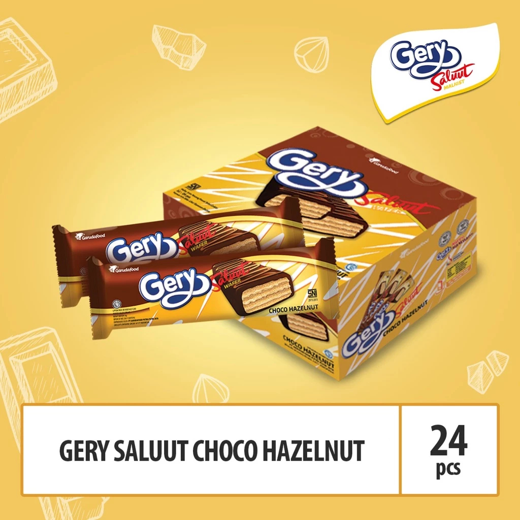 

Gery Saluut Wafer Chocolate Hazelnut Box isi 24 Pcs