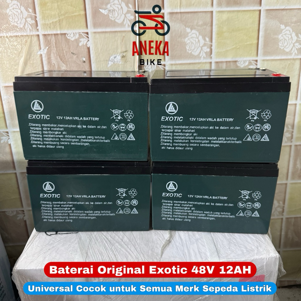 BATERAI AKI ORIGINAL EXOTIC 48V 12AH 1 SET 12V 12AH SATUAN 6-DZF-12 VRLA BATTERY COCOK UNTUK SEMUA M