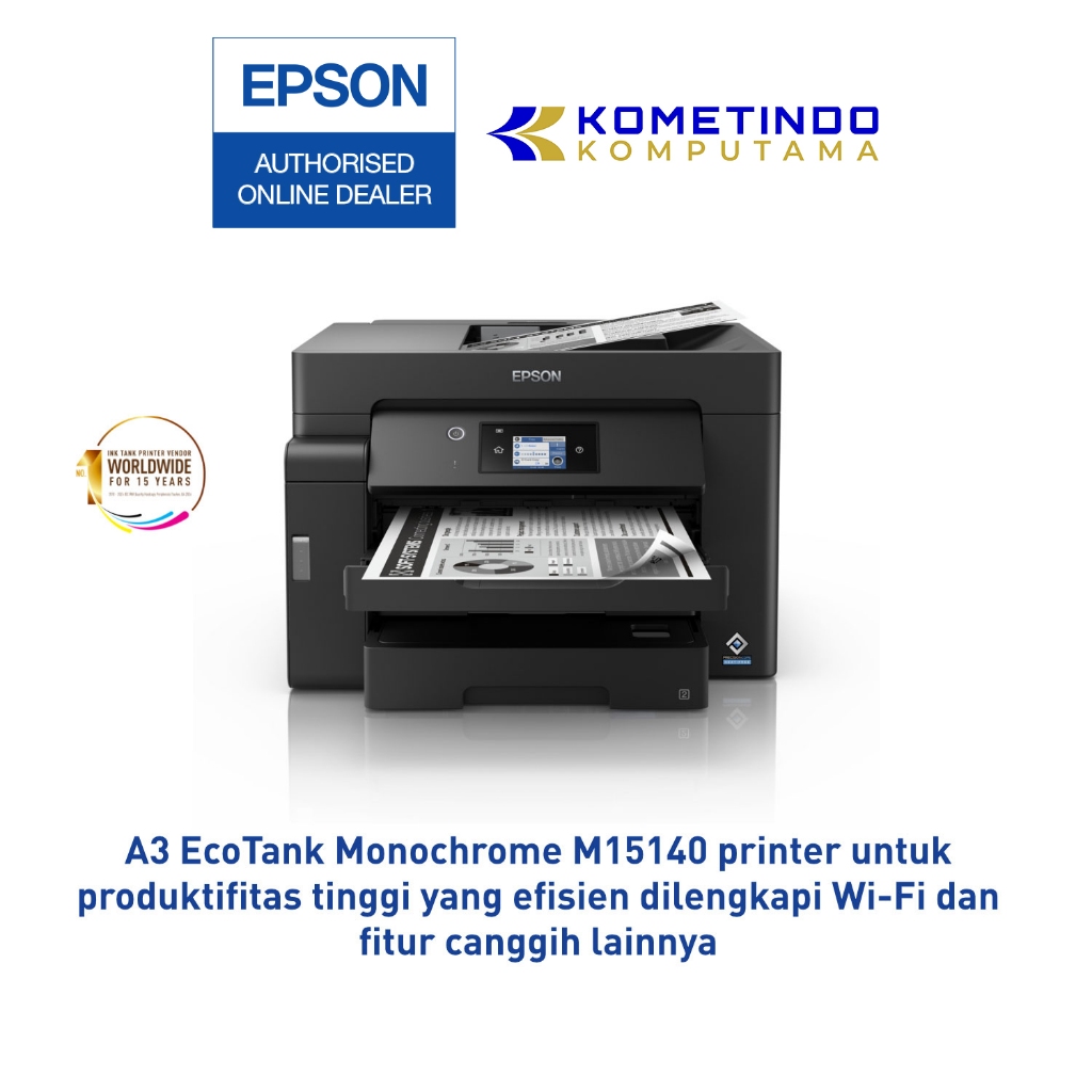 Epson - TKDN M15140 (Print, Scan, Copy, LAN, Duplex, Wi-Fi Direct, ADF) - Epson EcoTank Monochrome M