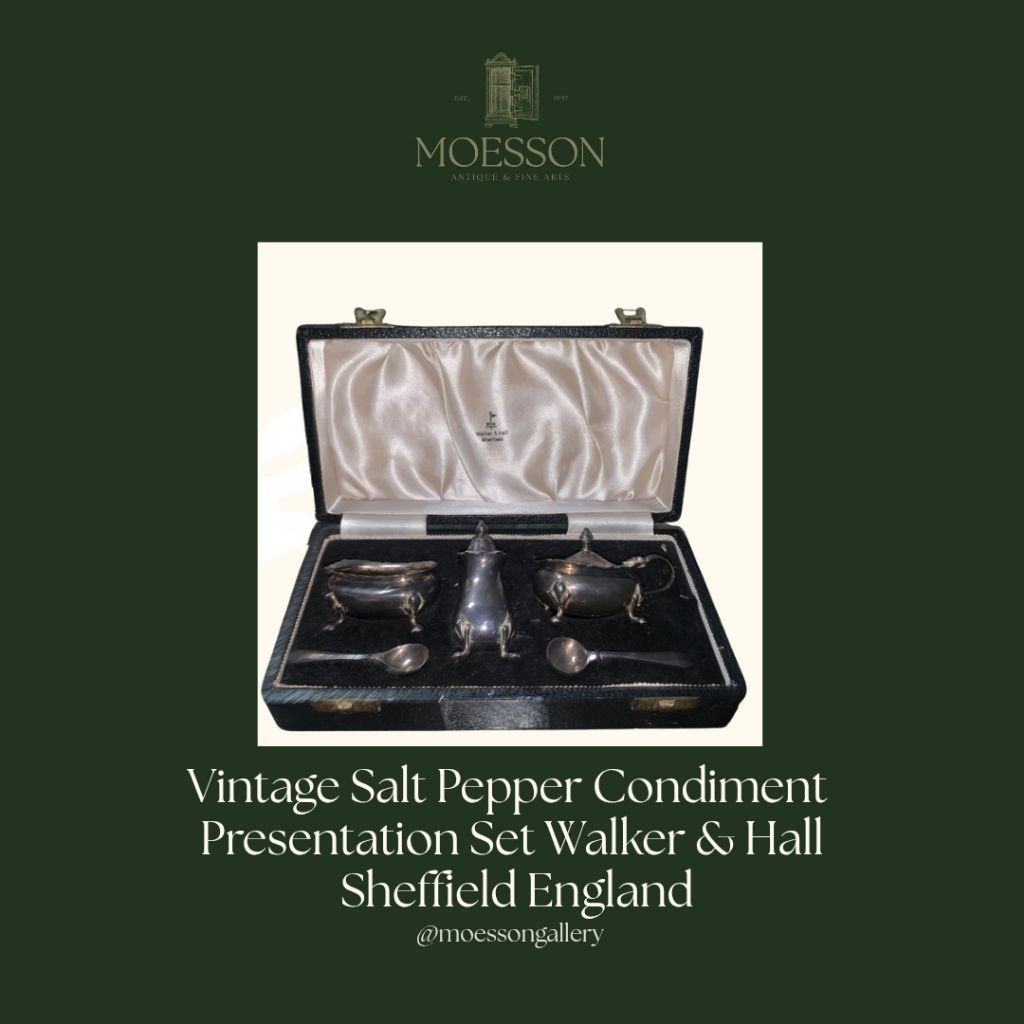 Set Tempat Display Garam dan Lada Walker & Hall Sheffield Inggris Lawas Jadul Tua