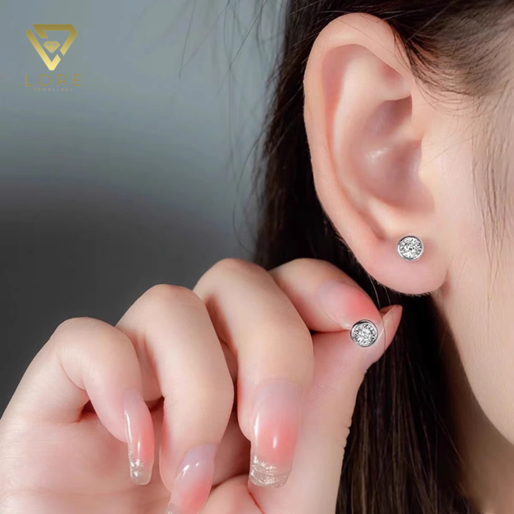 Lore Jewellery  - Anting Bubble Unisex Moissanite Lapis Emas - Lining Moissanite Earrings