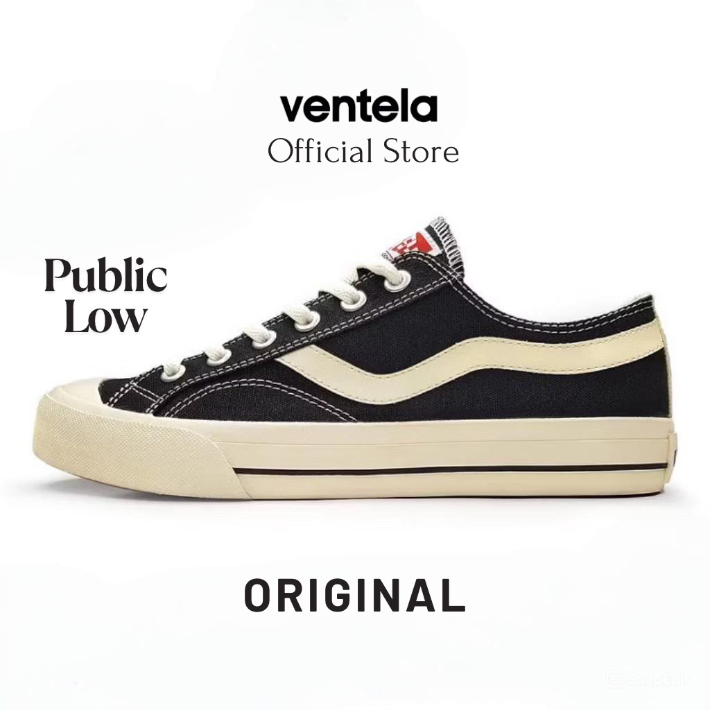 Sepatu Ventela Public Low Black Natural Vantela Public Hitam Ventella Public Original
