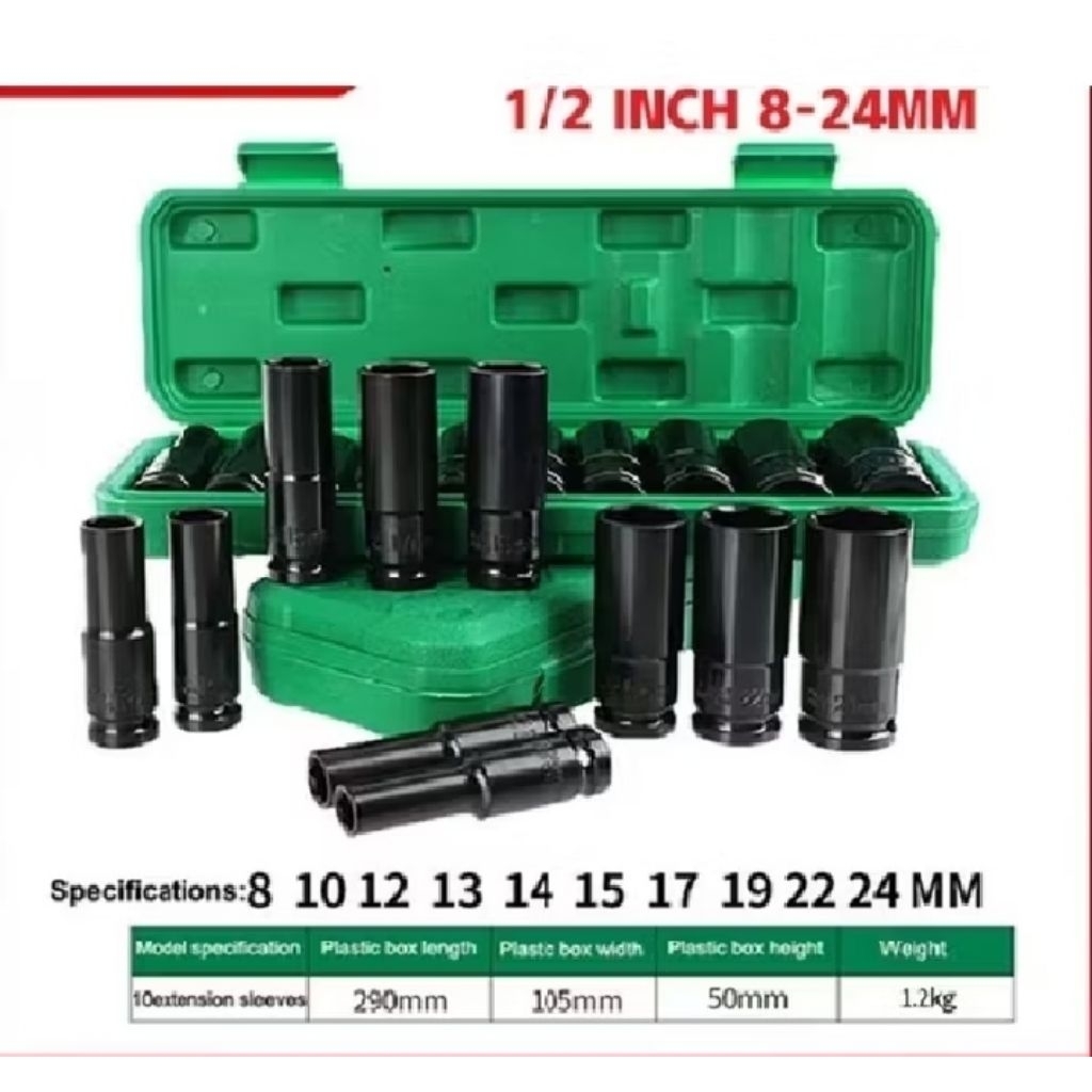 Mata Socket 1/2‘’ 8-24mm Impact Kunci Socket/Kunci shock Impact socket set/Impact sock impact wrench