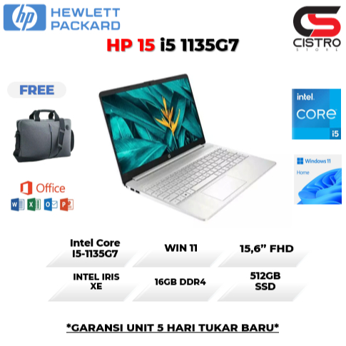 Laptop HP 15 Core i5 1135G7 16GB 512GB W11 15.6 Inch
