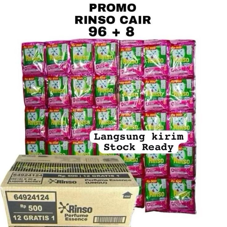 RINSO CAIR 1 DUS /RINSO RENCENG 1 Dus 20ml isi 104 sachet anti noda