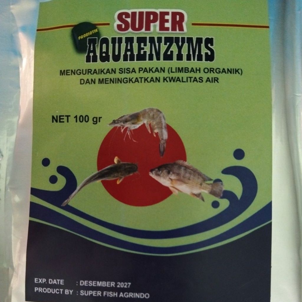 SUPER AQUAENZYM 100gr Bakteri Enzim utk Bioflok Ikan Udang dll - SUPER Aquaenzyms Probiotik Terbaik