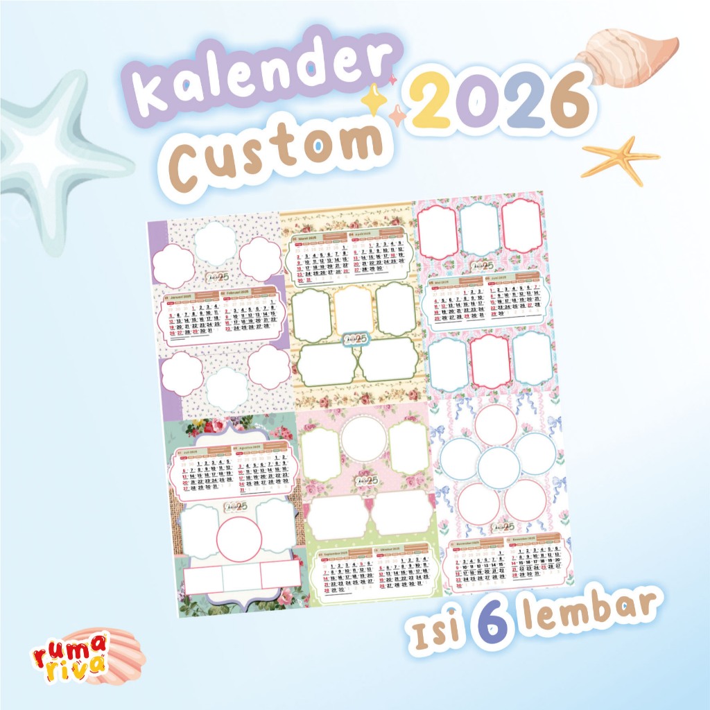 KALENDER DINDING 2026 - KALENDER FOTO - ISI 6 LEMBAR - KALENDER KELUARGA