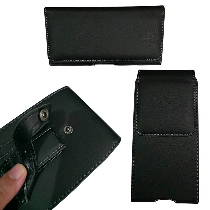 Universal Litchi Leather Belt Pouch Max.6.9 - Casing Ikat Pinggang HP Handphone Cover PU Kulit Sinte
