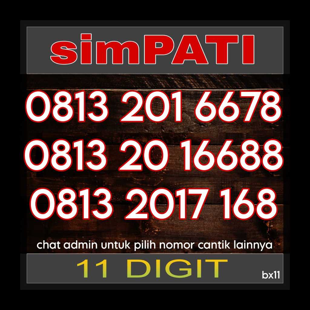 Nomor Cantik Simpati 11 Digit 168 | Telkomsel 11 Digit 1668 | Kartu Perdana 11 Angka Hoki 1688 ILUFA