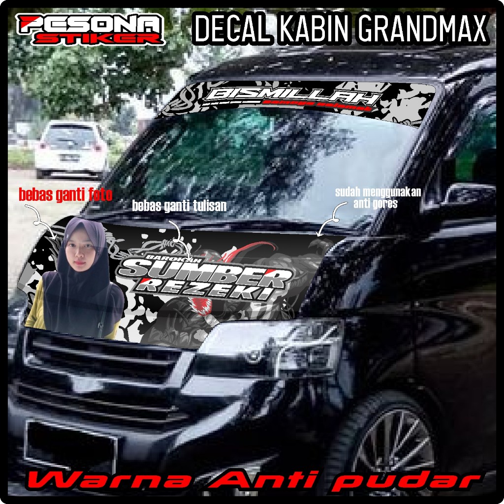 SATU SET STIKER KABIN DEPAN + STIKER KACA DEPAN MOBIL GRANDMAX,COLT T120SS,L300,APV DLL STIKER BISMI