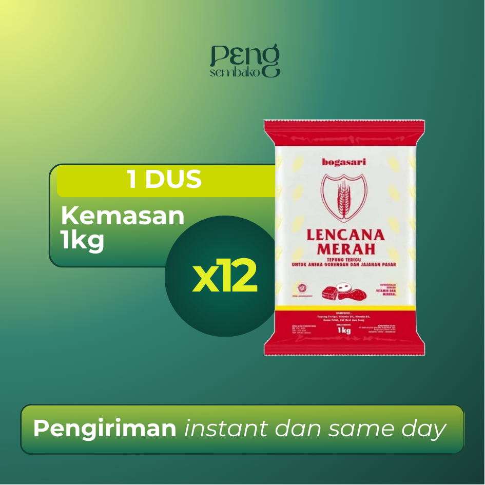 

LENCANA MERAH Tepung Terigu Dus (1kg x 12pcs)