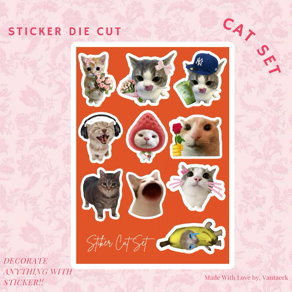 Stiker Kucing Cat Lucu Aesthetic Deco Jurnal Scrapbook