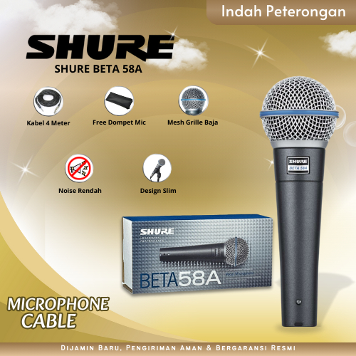 MICROPHONE SHURE BETA 58A/MIKROFON SHURE/MIKROFON MURAH/MIKROFON KABEL MURAH JOMBANG/MIC