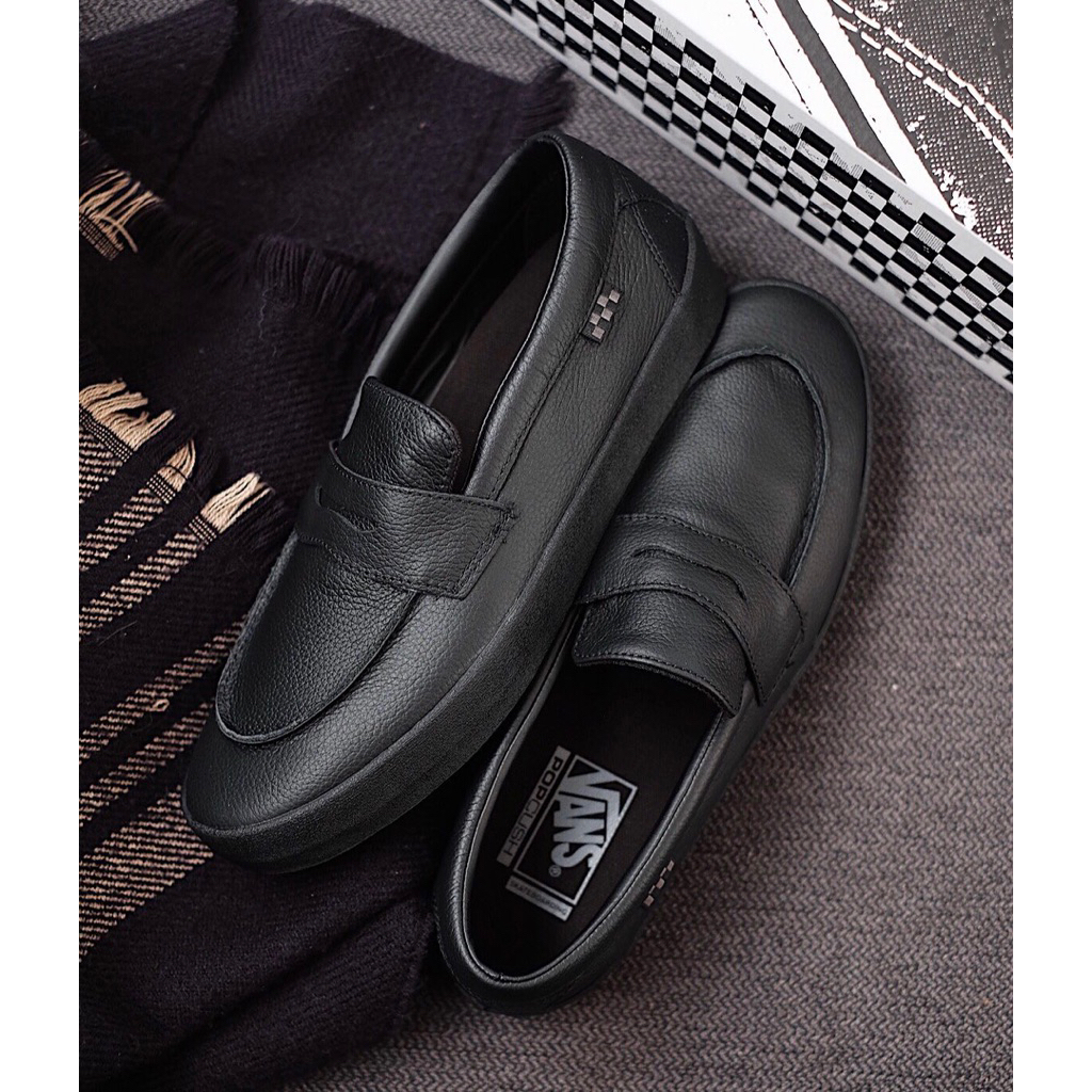VANS SLIP ON PRO SKATE LOAFER LEATHER RESMI PT NAVYA/GMG