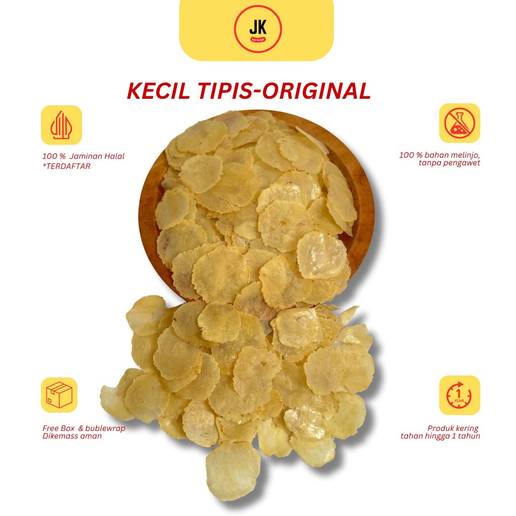 Emping Melinjo Mentah Super Kering Asli Khas Limpung | Merk MR I Ukuran Kecil Tipis Siang Goreng