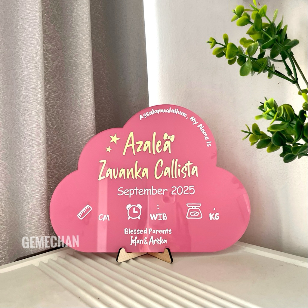 BOARD AKRILIK AWAN | PAPAN NAMA BAYI NEWBORN