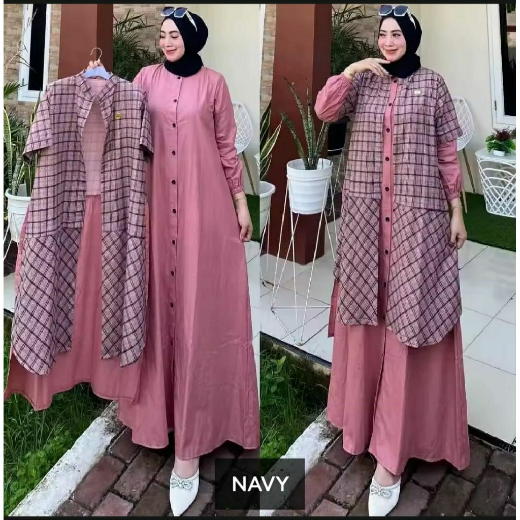 Gamis Long Tunik Kotak Terbaru Gamis Plus Tunik Kekinian