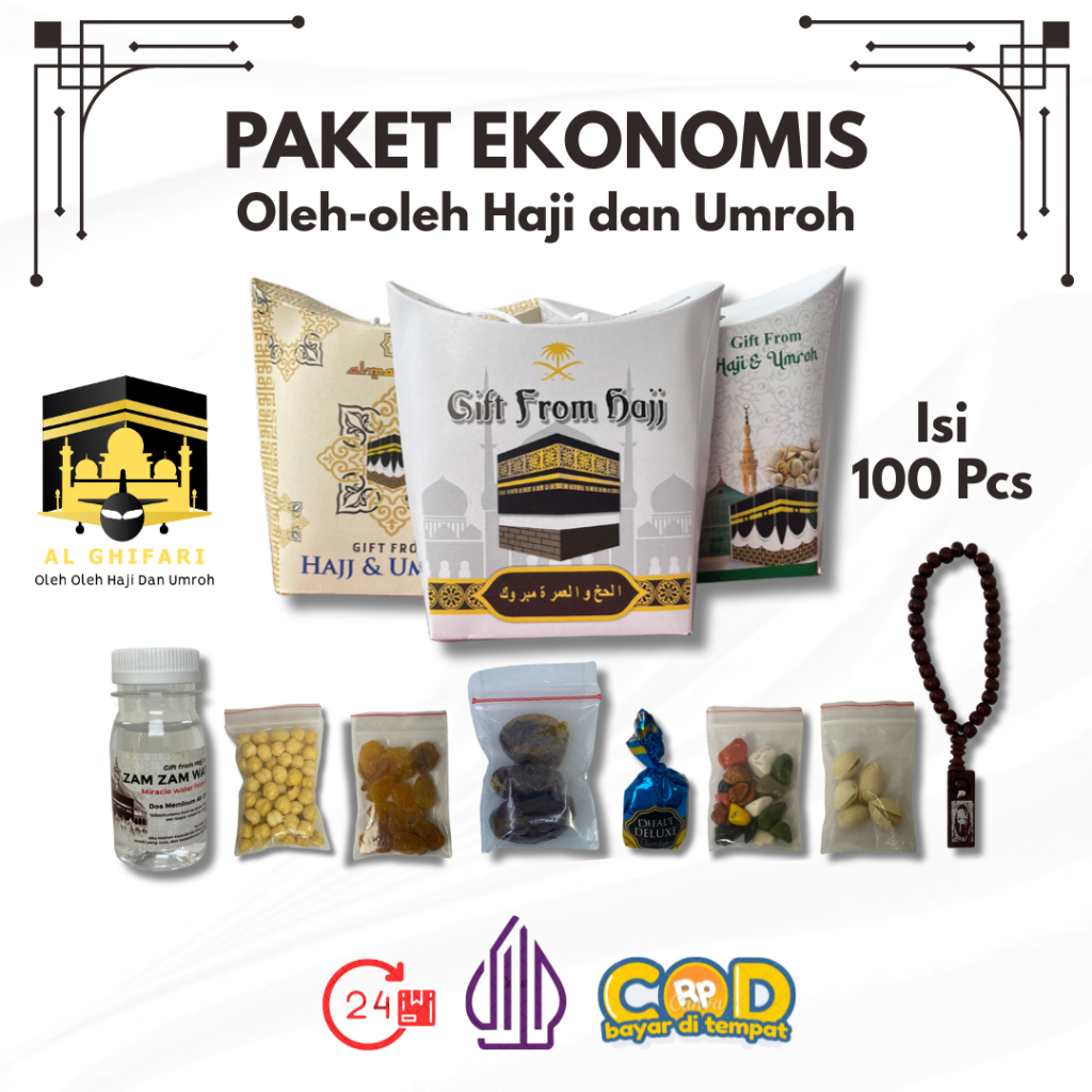 

Paket Oleh-Oleh Haji dan Umroh 100Pcs / Paket Ekonomis Oleh-Oleh Haji dan Umroh Lengkap Dus Tali