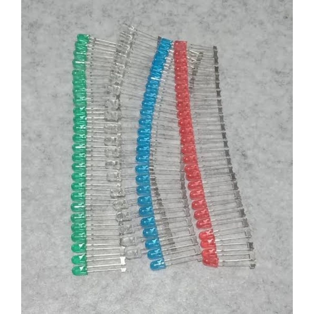 lampu LED kecil 5mm 3mm hijau kuning merah 10pcs