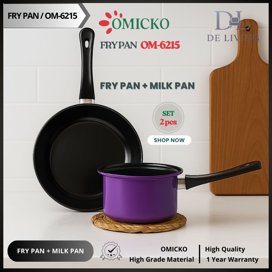 SET 2 IN 1 Fry Pan & Panci Susu Omicko Ukuran 20 & 16 cm / Fry Pan Set