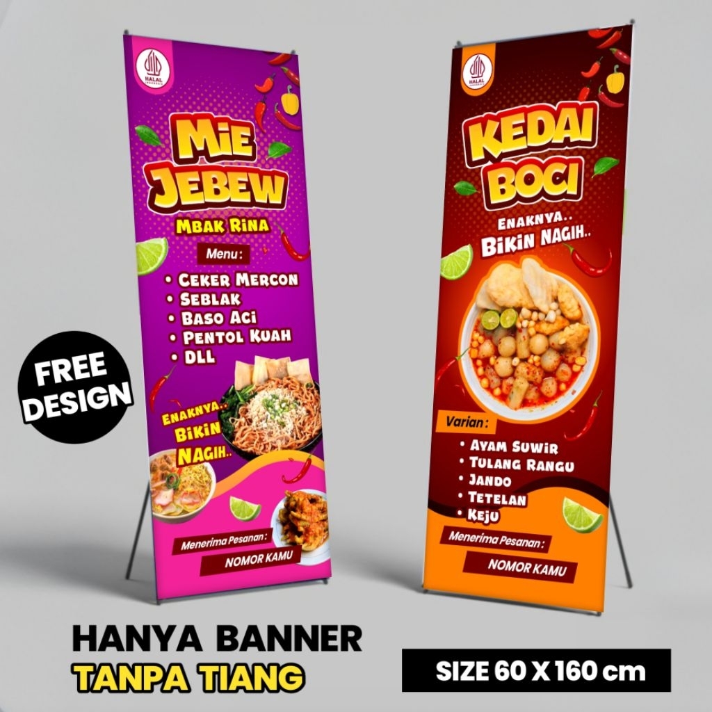 ( HANYA BANNER TANPA TIANG) X Banner Banner Berdiri Banner Makanan Banner Jualan Banner Custom Banne