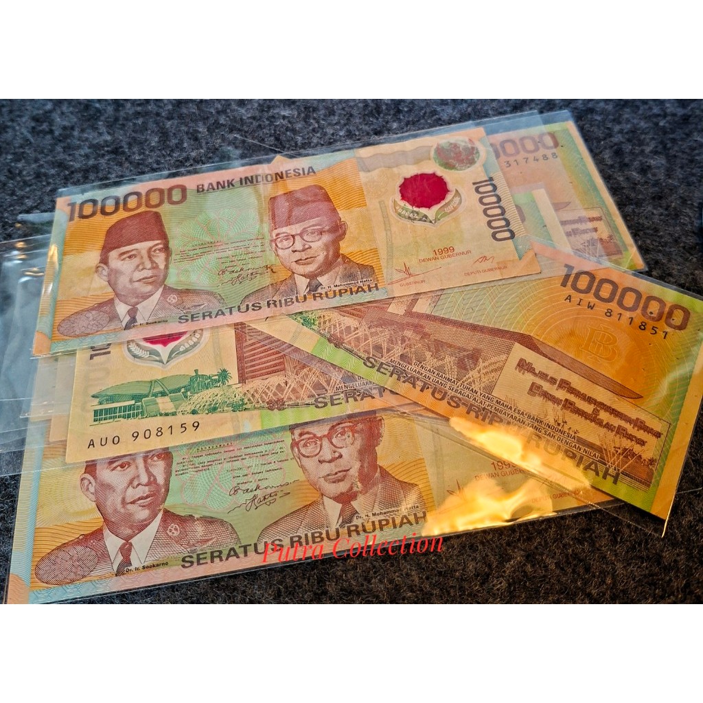 Uang kuno 100 ribu polymer tahun 1999 bekas edar