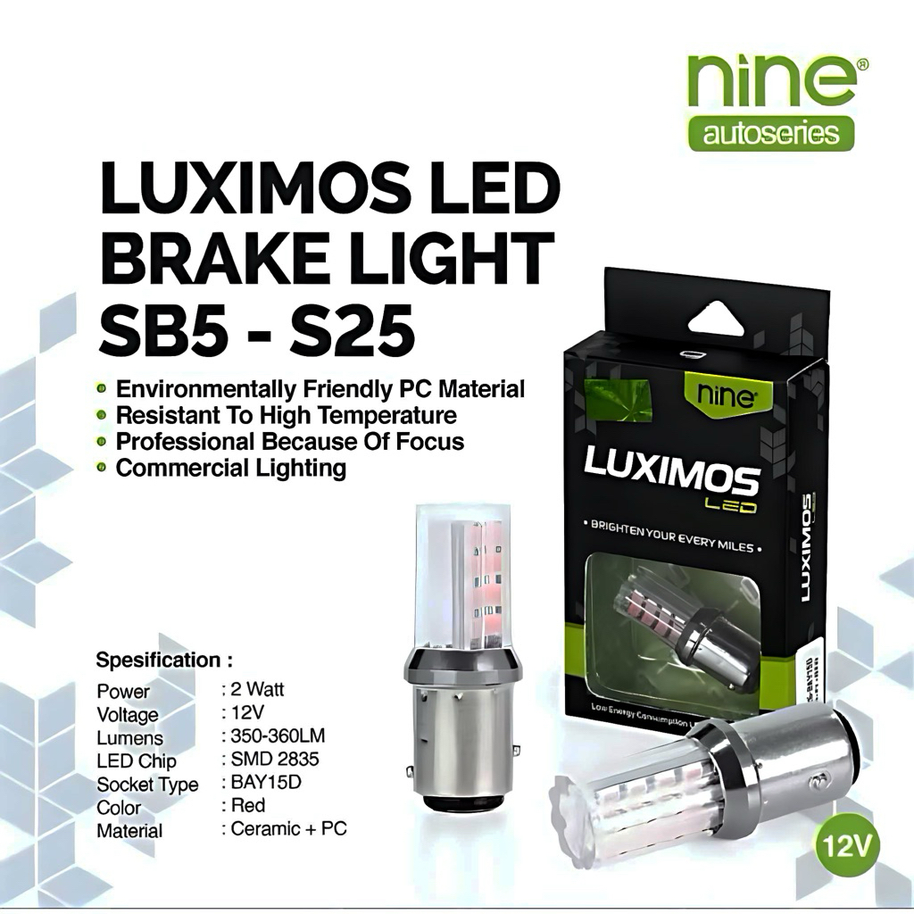 LAMPU LED REM MOTOR MOBIL BAYONET KEDIP DAN TIDAK LUMINOS 12 MATA - NINE AUTOSERIES