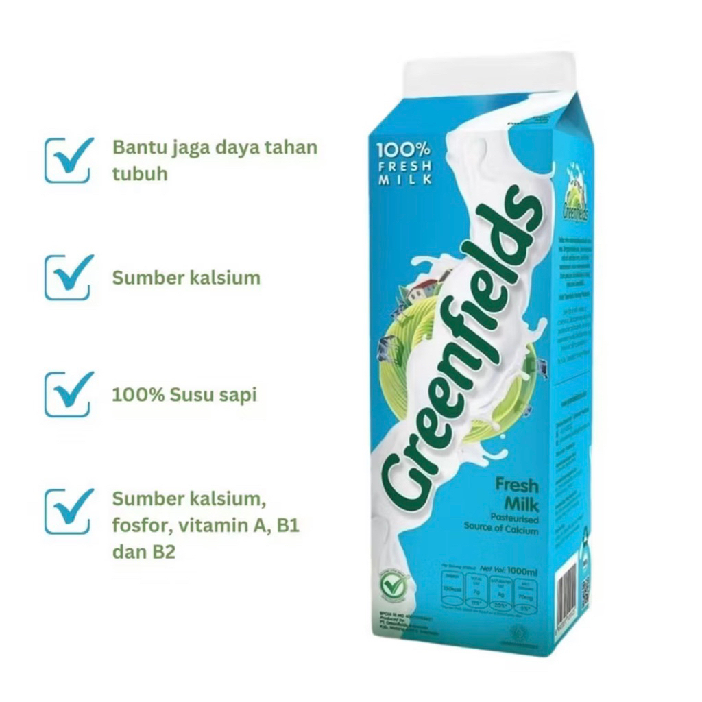 

GREENFIELDS FRESH MILK 1 Liter | GREENFIELDS Susu Segar 1000ml susu pasteurisasi susu murni