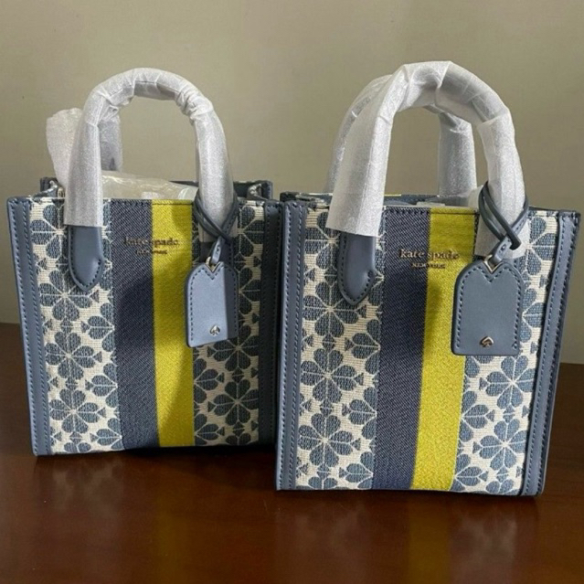 TAS SLEMPANG SLINGBAG HANDBAG KS SPADE FLOWER JACQUARD STRIPE MANHATTAN MINI CROSSBODY BAG