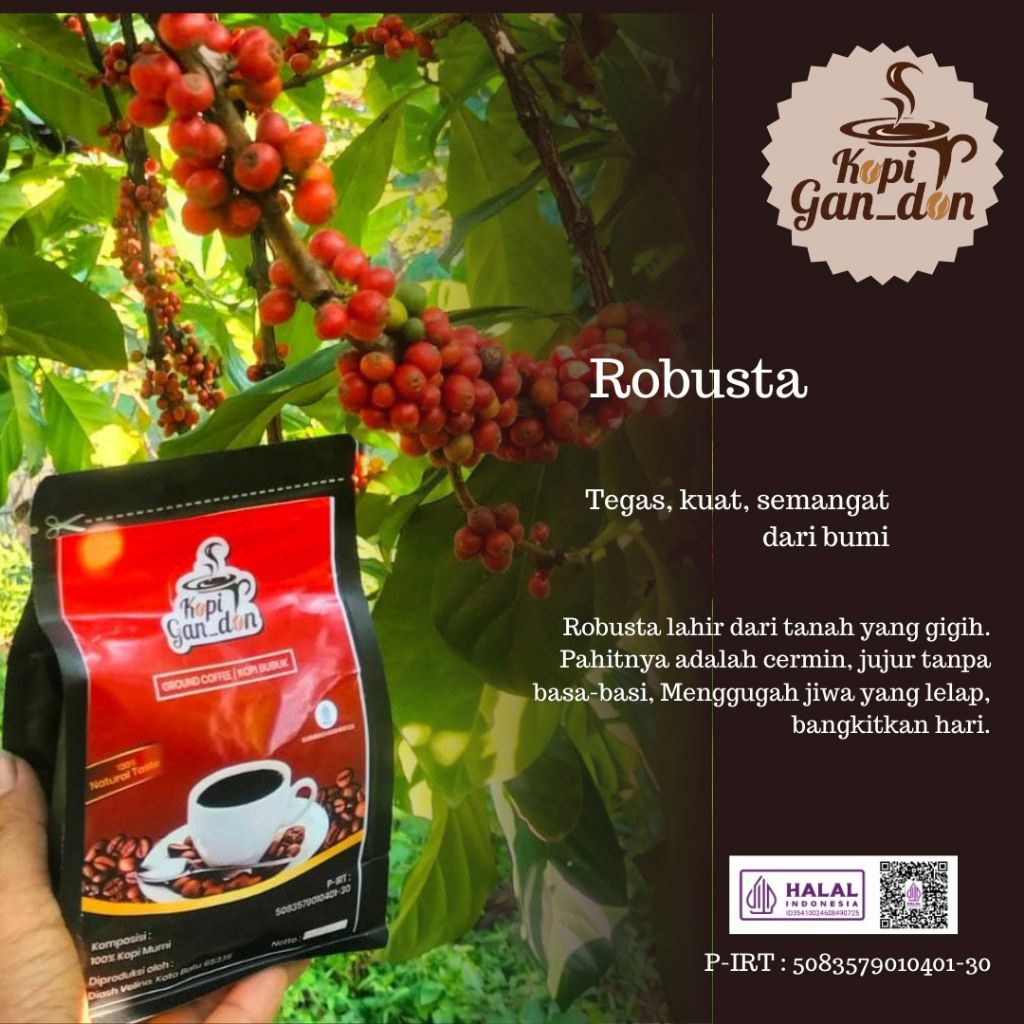 

kopi ROBUSTA 500g, bubuk kopi murni 100%.