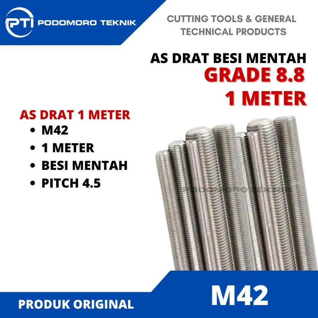 As Drat Besi Mentah M42 Pitch 4.5 Stud Bolts Long Drat 1 Meter