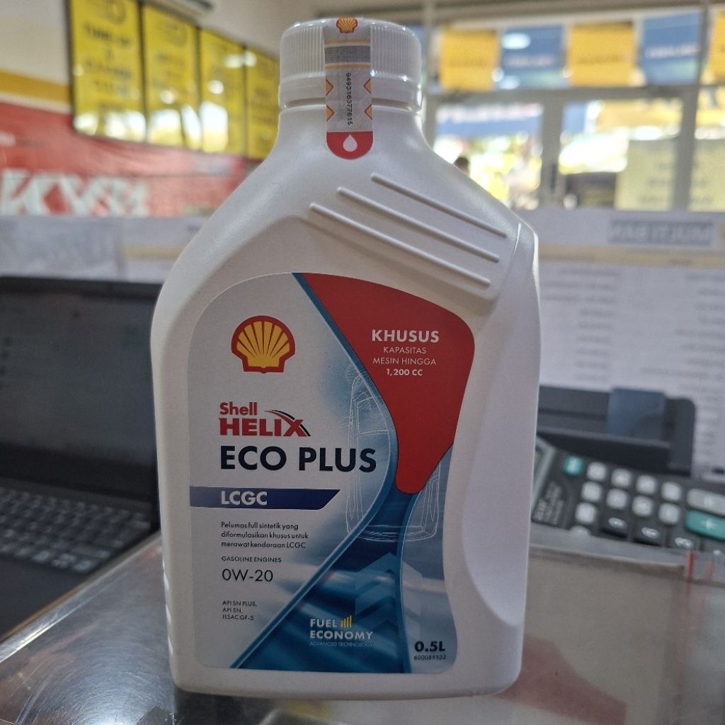Oli shell helix Eco Plus 0W-20 @0,5 liter original bercode