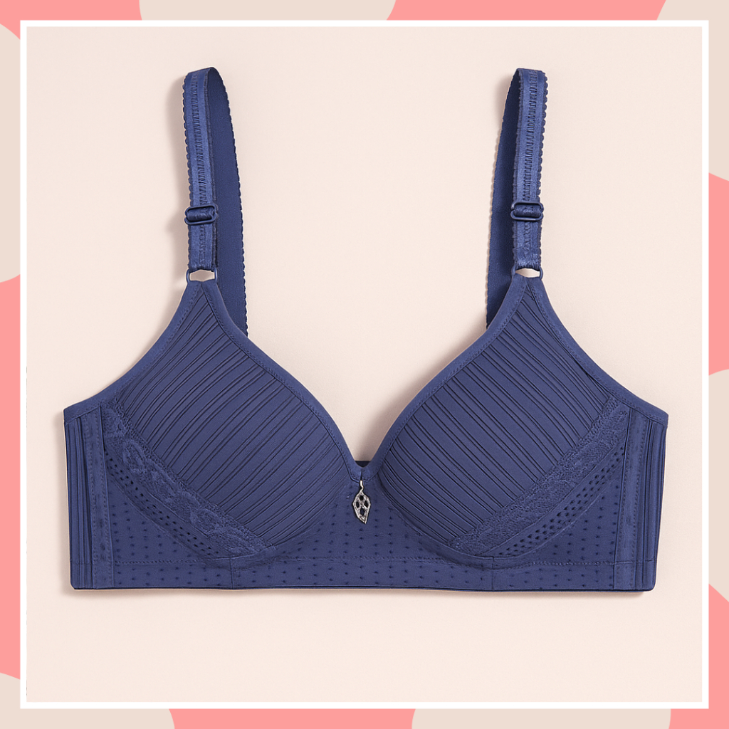 BBI BH pakaian dalem motif garis renda pita bra wanita jumbo push up remaja big size sexy tanpa kawa