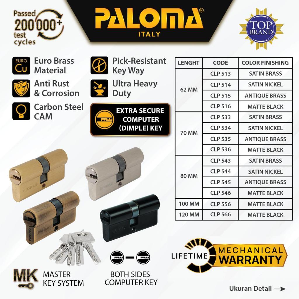 PALOMA Cylinder Kunci Pintu Silinder Anak Computer Key DC-CK Brass Kuningan CLP 513 514 515 516 533 