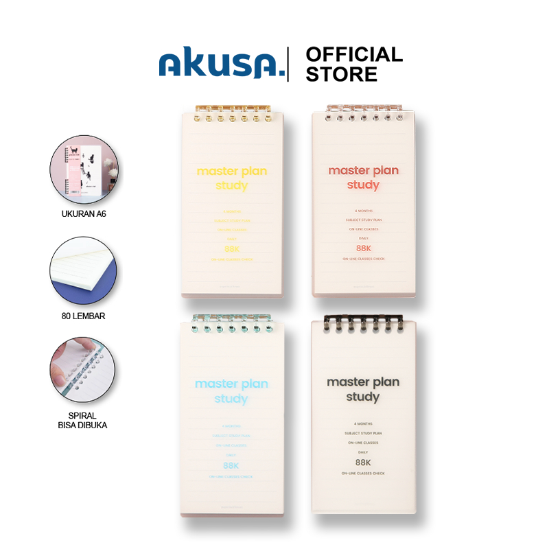

AKUSA Binder Note Spiral A6 Master Plan Buku Diary Motif Lucu Buku Catatan Sekolah Kantor Aesthetic BN002