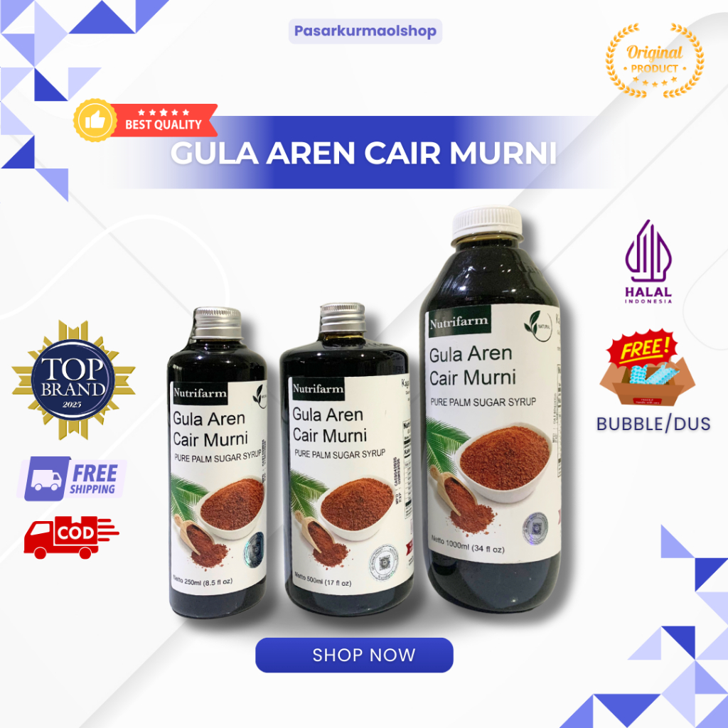 

Nutrifarm Gula Merah Cair Alami | Manis Sehat Tanpa Pengawet – Cocok untuk Kopi, Cendol, Dll SYRUP GULA AREN CAIR – ASLI & MURNI TANPA CAMPURAN Manis alami dari alam
