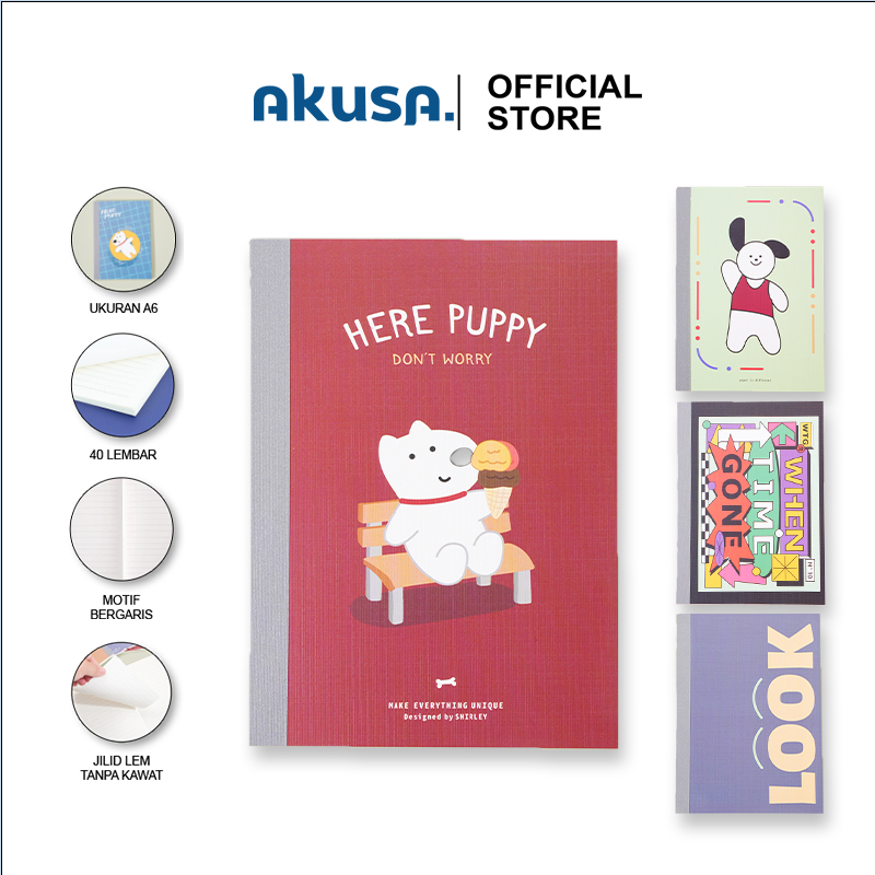 

AKUSA Notebook Buku Tulis A6 40 Lembar Motif Aesthetic Memo Stick Notes Kertas Lucu NB001
