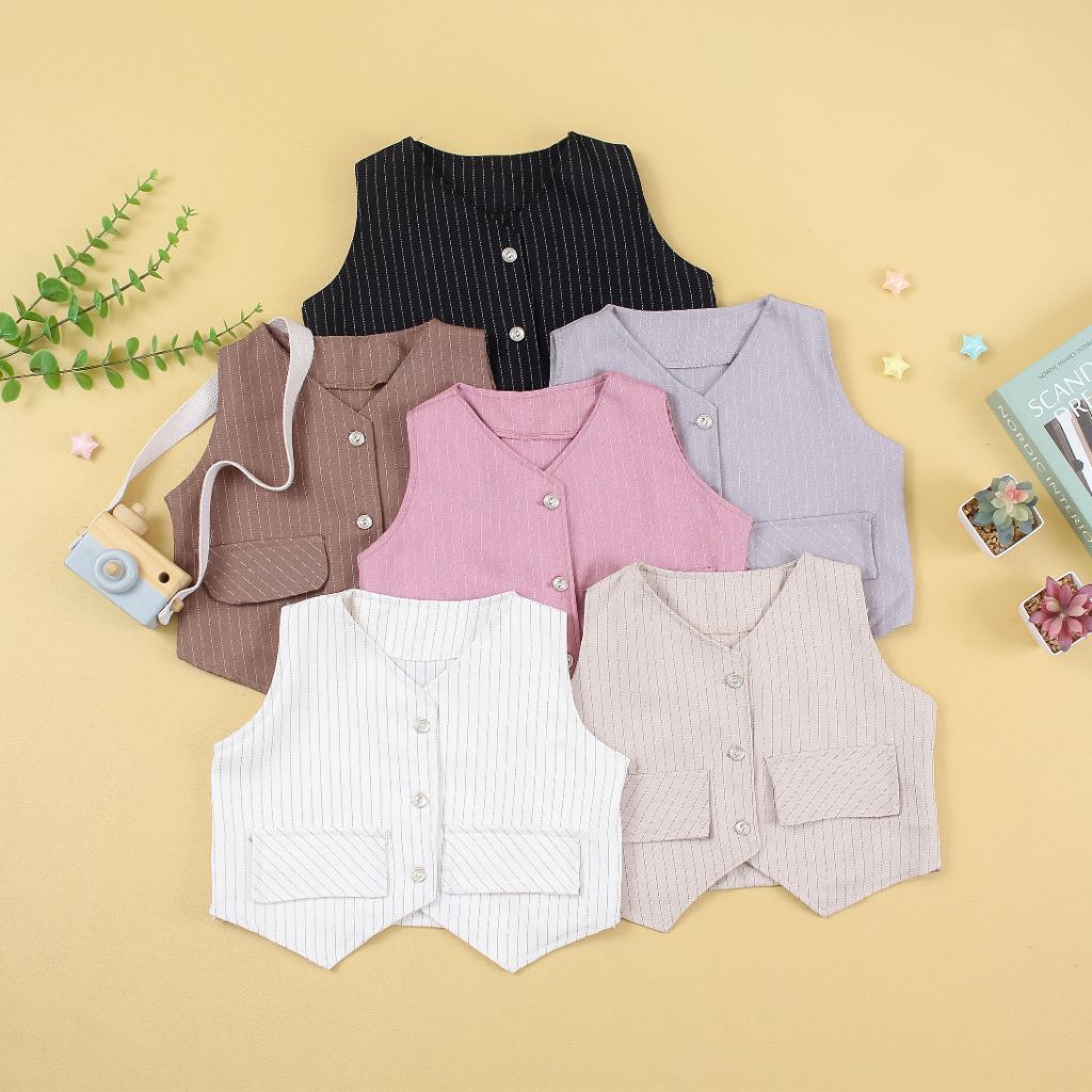 CLAUDYA VEST ROMPI ANAK MOTIF SALUR