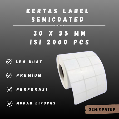 

SC 30 X 35 - 3" @2000 - 3 Line CORE 3 INCH 30X35MM 30 X 35 MM 3X3.5 CM 3 X 3.5 CM BARCODE LABEL SEMICOAT SC SEMICOATED STICKER STIKER 8000 PCS