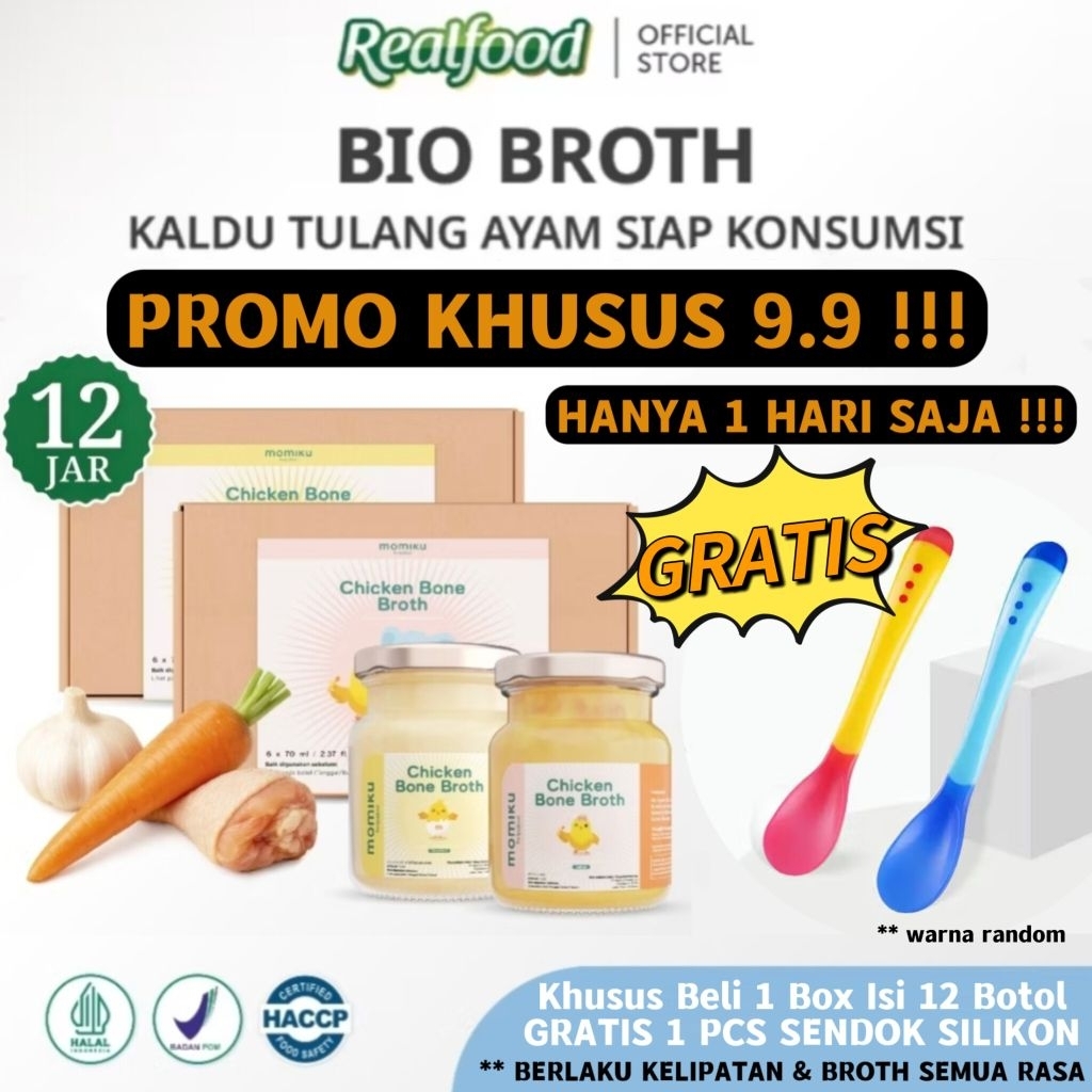

Realfood Momiku Chicken Bone Broth Rasa Salted & Unsalted ( Mpasi Kaldu Tulang Ayam Rasa Asin & Tawar )