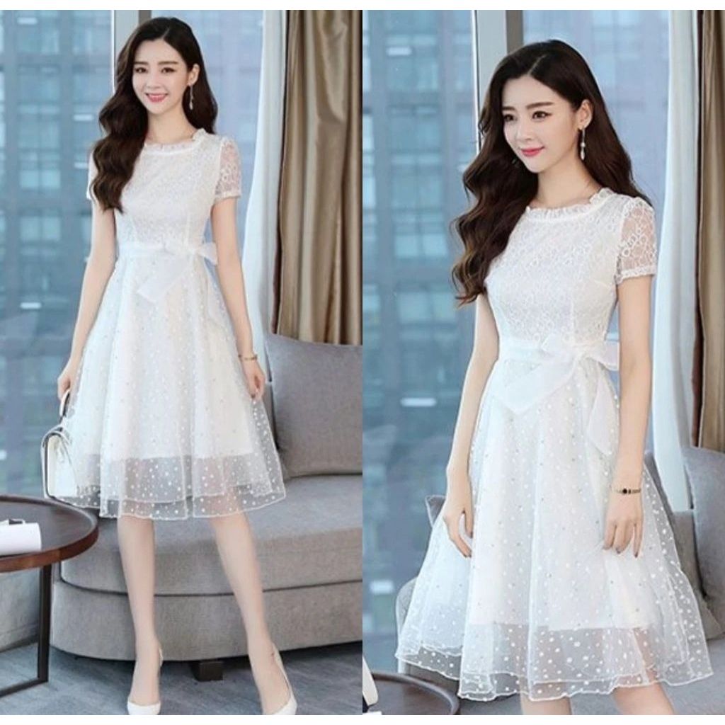 Gaun  dewasa remaja perempuan Dres Hande Party Dress Brukat Wanita Korea Gaun Kekinian style korean 