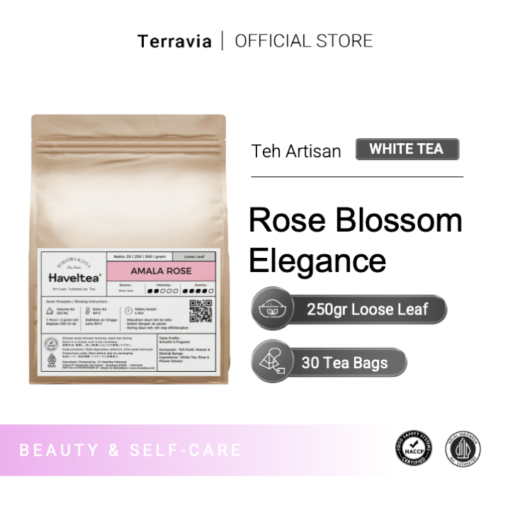 

Haveltea Amala Rose Bunga Mawar White Tea Horeca Big Pouch 250gr
