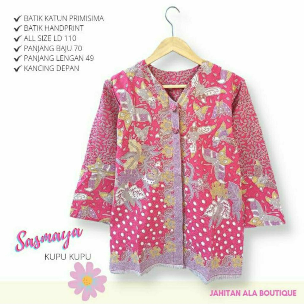 Blus Sasmaya Kupu Kupu Batik Solo Blus Batik Wanita