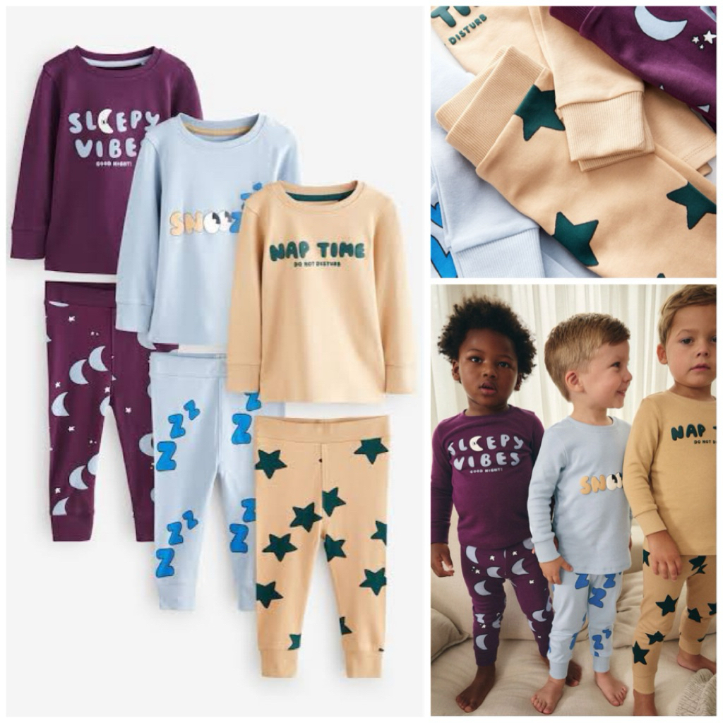 NEXT SALE, 3 Pack Sleepy Vibes Snuggle Pyjamas