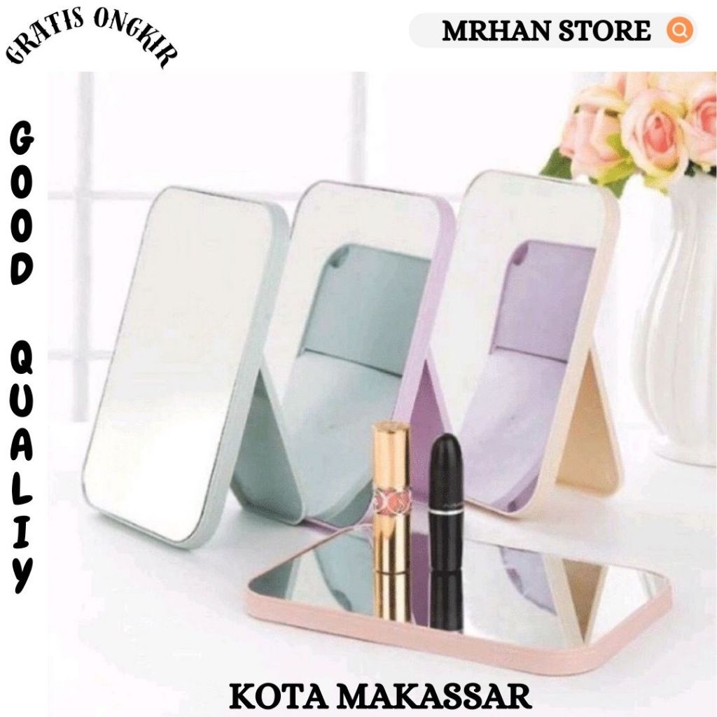 Kaca Rias MakeUp Portable Lipat Minimalis Cermin Lipat Persegi Kaca Rias Make Up Lipat Portable