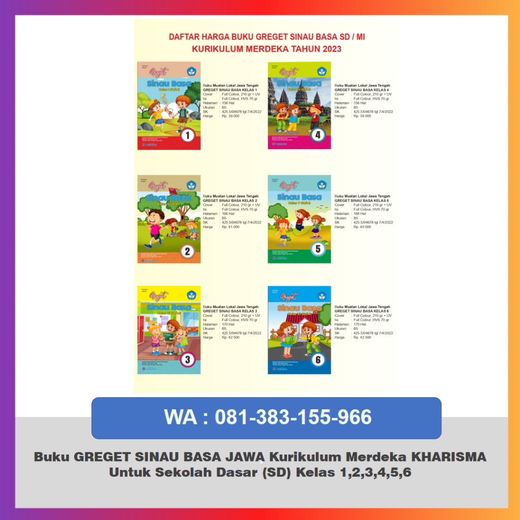 Buku Bahasa Jawa Greget Sinau Basa Jawa Kumer Kharisma Kls 123456
